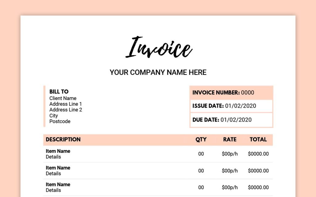 Invoice Template Zoomed In